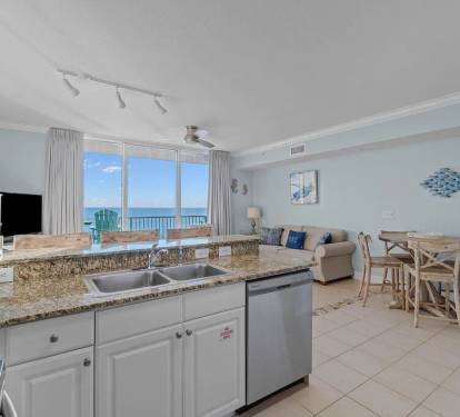 Kitchen view to living room