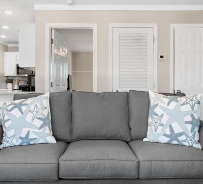 Family room has a queen size sleeper sofa