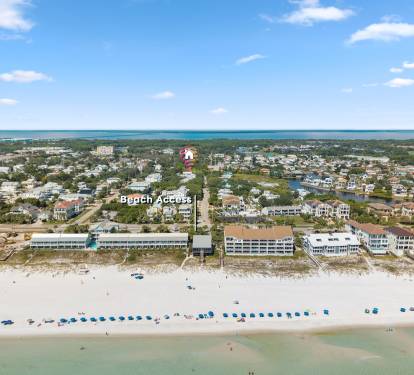 Private gated beach access and separation from public beach areas allows for lower density at the beach