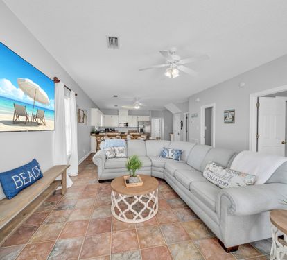 West side living room, queen pull-out couch, 4k tv