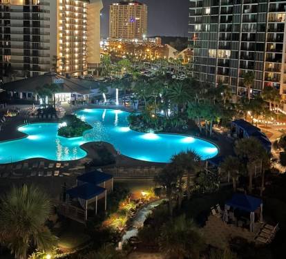 Lagoon pool at night