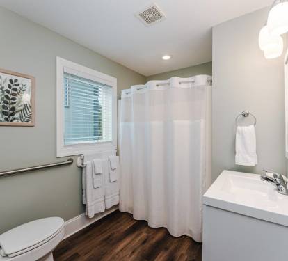 SeaScape's First King Bedroom has an Accessible Bath with Grab Bars