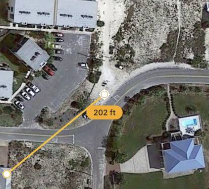 Distance from house to beach access via google earth