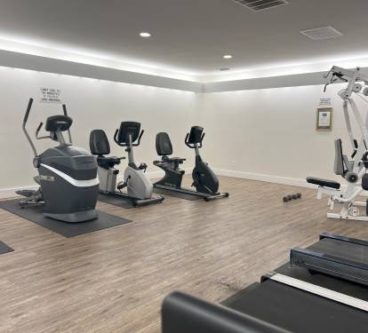 Summer House fitness - Cybex is the purple machine slightly off to the left