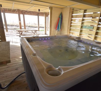 hot tub with beach view