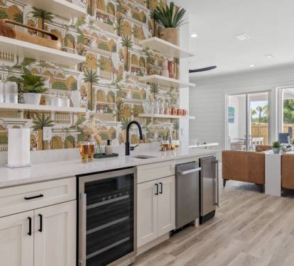 Wet bar with beverage fridge! (First floor)
