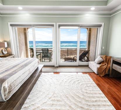Spacious main king bedroom with 65" TV and great views!