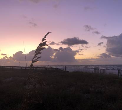 Sunrise from the boardwalk to the beach.