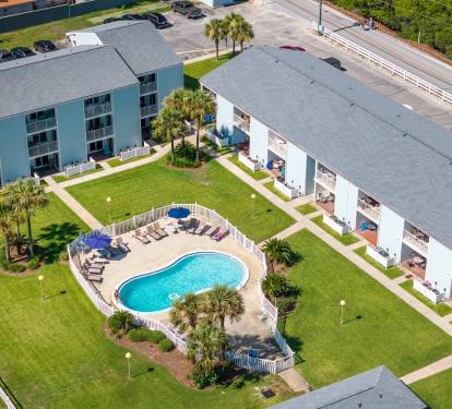 Pool and Gulf views from the our Blissful Vacation Stays Miramar Beach Tradewinds condo