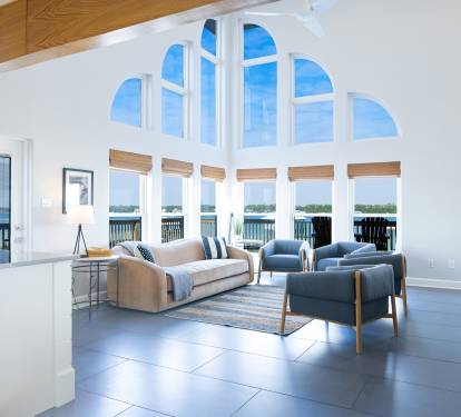 Two story windows with panoramic views