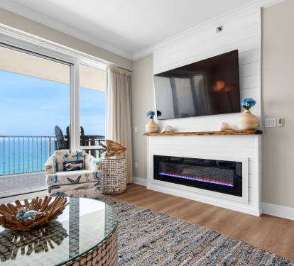 Fireplace wall with heat for the cool nights