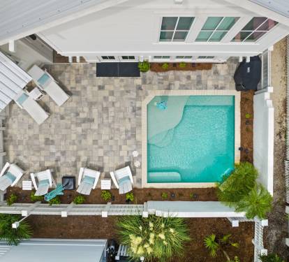 Private heated pool with seating