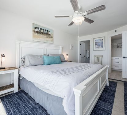 "Wake up to breathtaking Gulf views in the serene master bedroom, featuring a king bed and direct access to the private balcony. ???? #BeachfrontRetreat #OceanView"