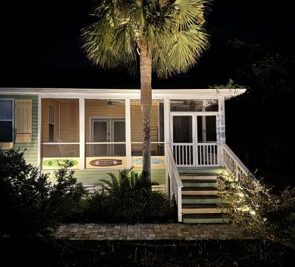 The property is lit at night for your safety 