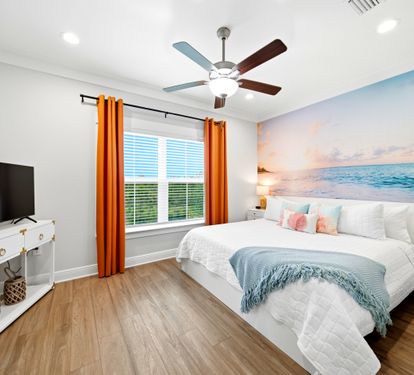 You'll love the great King Bed, soft linens and these black out curtains in the primary bedroom.  Enjoy a great nights sleep and wake refreshed for the next day's adventures.