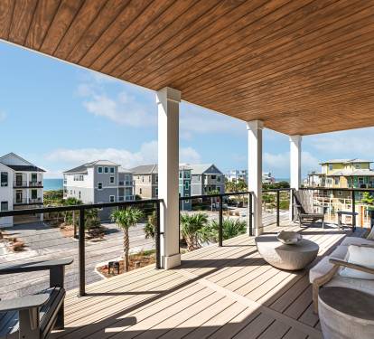 Bedroom Deck over Looking Gulf. Sized couch and 4 Adirondack chairs