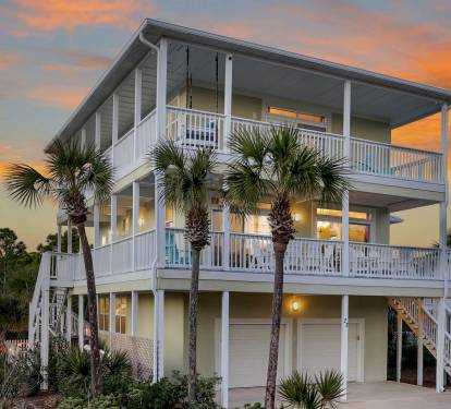 South side of home. Great wrap around decks.