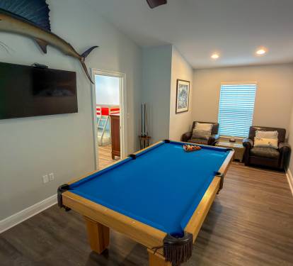 Escape the afternoon sun and enjoy hours of entertainment in your own private billiards lounge.