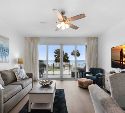 Living room with balcony views