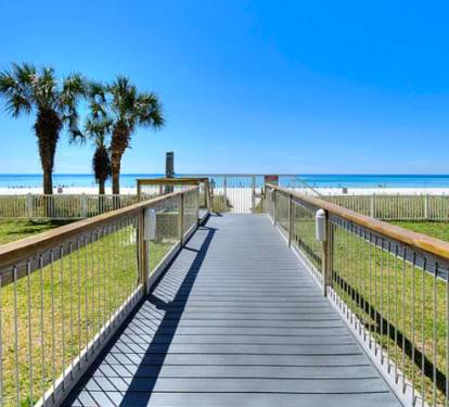 Pathway to the private and secure beach entrance