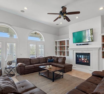 Spacious living room featuring a 70" Smart TV
