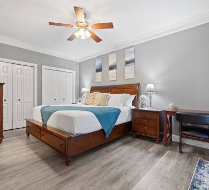 Master bedroom with desk for working or studying