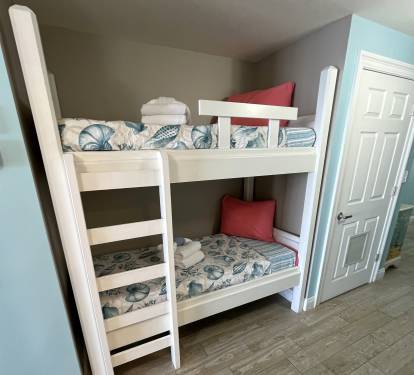 The kids' favorite spot! Built-in twin bunks for the perfect sleepover vibe.