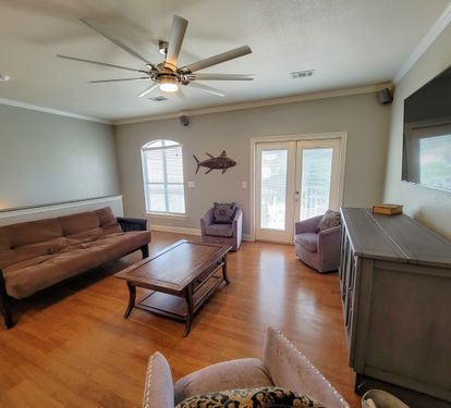 3rd Floor Game Room, Balcony, Kitchenette, bar, Murphy bed, and Smart tv