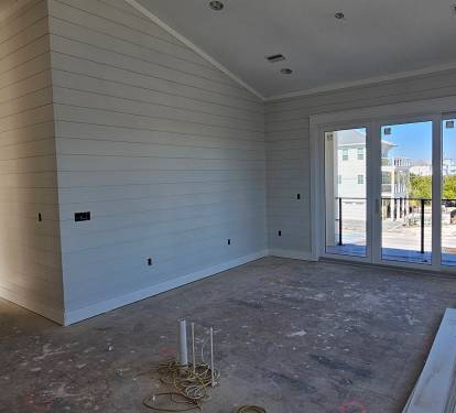 Living Room with Balcony & Bay Views, sleeper sofa, oversized chair, TV & streaming music.