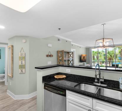 Kitchen with granite countertops