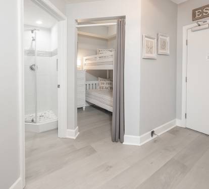 Private bunk room and hallway bath
