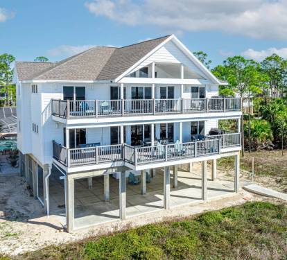 Spacious Deck Includes Bump Out Allowing for Sun and Shade When Viewing the Gulf