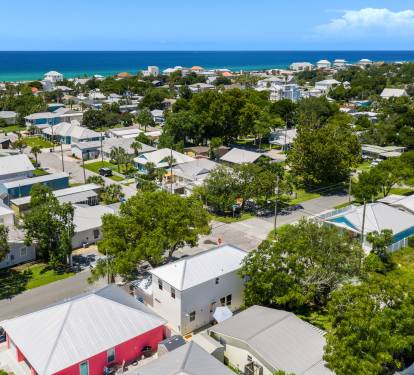 Follow the street and you'll be at the beach in no time.