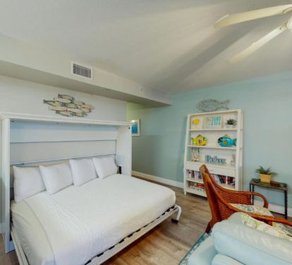 ?? "Extra Comfort, Extra Space. The full-size Murphy bed in the main living area offers a stylish and practical sleeping option—perfect for accommodating extra guests at After Dune Delight." ???