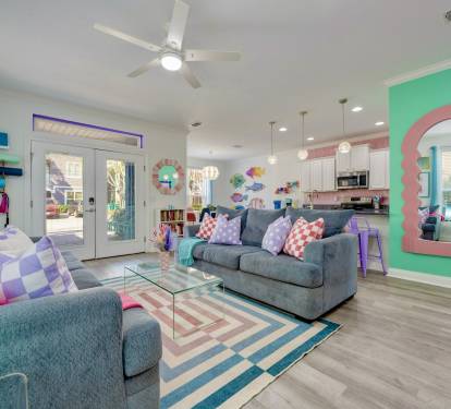 Couch on left is pull out sleeper sofa