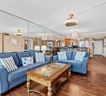 Living area with sleeper sofa and loveseat