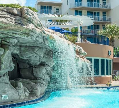Waterfall feature at lagoon pool