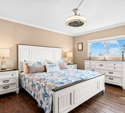 King bed in master bedroom