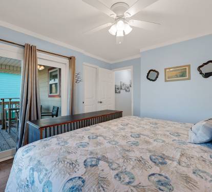 Master bed with private deck