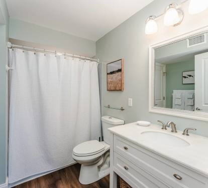 En Suite Bathroom for SeaScape's Second  King Bedroom with Tub and Shower
