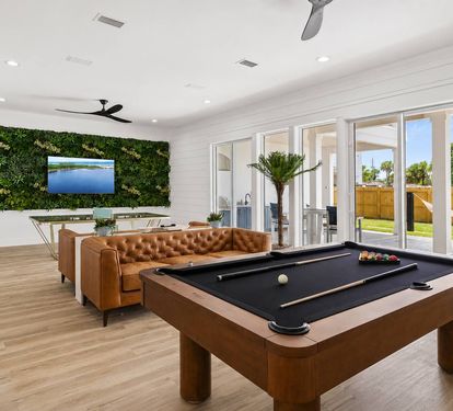 Game Lounge with Pool Table & Glass Ping Pong