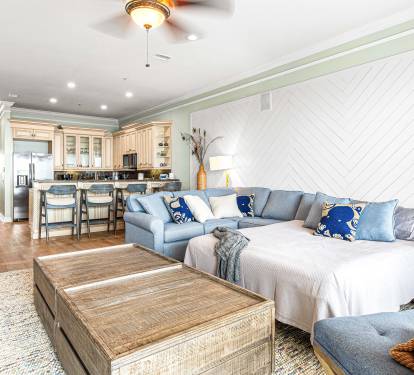 Living room with pull out sofa.