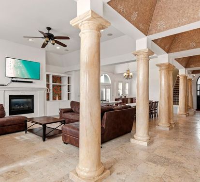 Grand architecture with striking pillars throughout