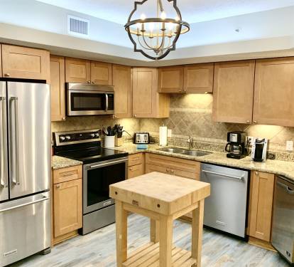 All new stainless KitchenAid appliances and Manitowac ice machine