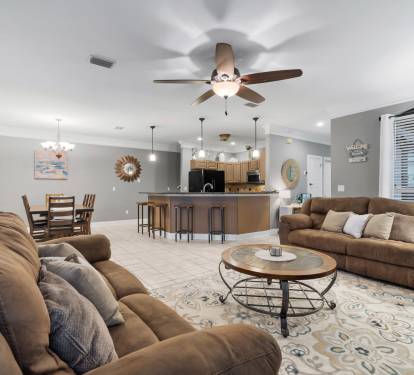 Open concept view of the living spaces