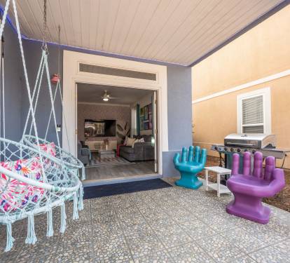 Comfy hammock or hand chairs for outdoor seating
