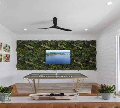 Entertainment Area featuring a custom glass ping pong table 