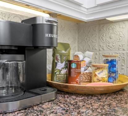 Your morning coffee bar is stocked and ready before you are.