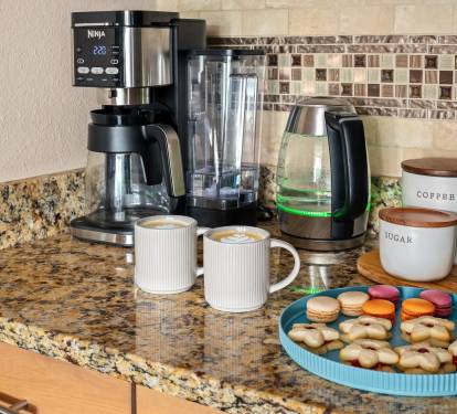 Coffee Bar Perfection.  A cozy coffee station ready to start your morning.