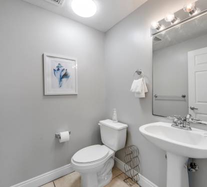 Half bath located off hall way